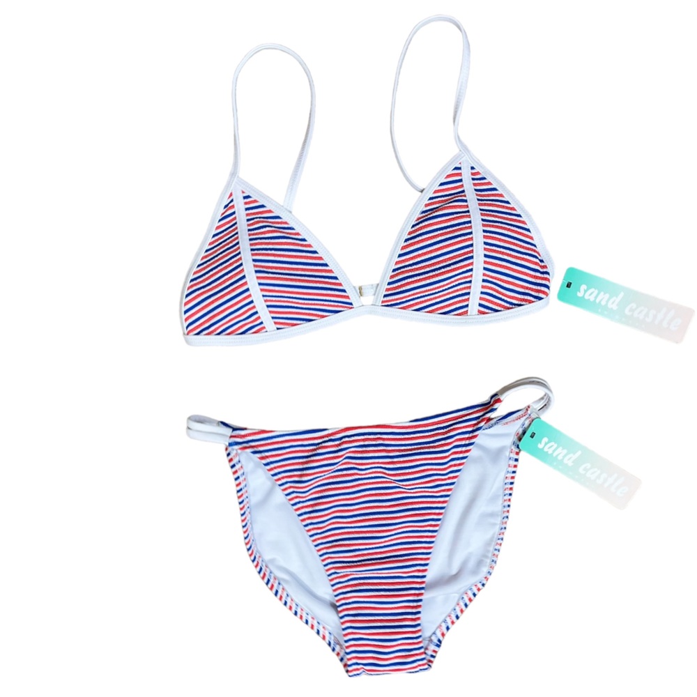 Sand Castle Patriotic Stripes Bikini NWT